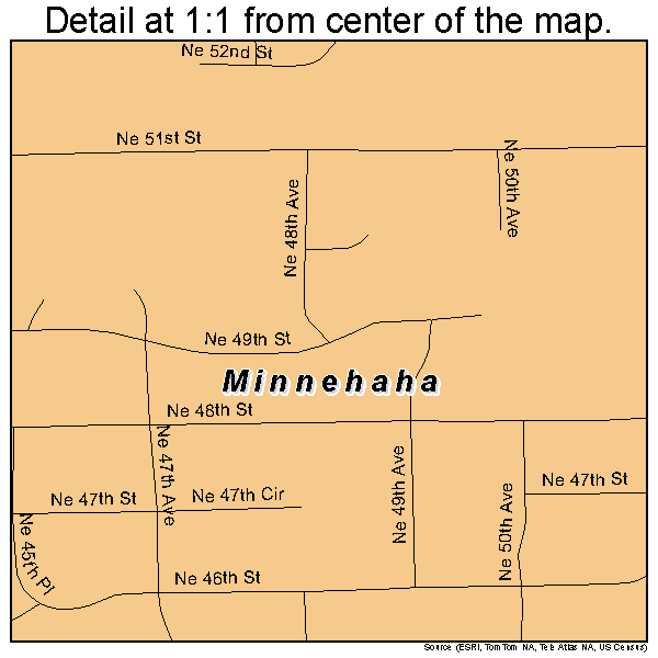 Minnehaha, Washington road map detail