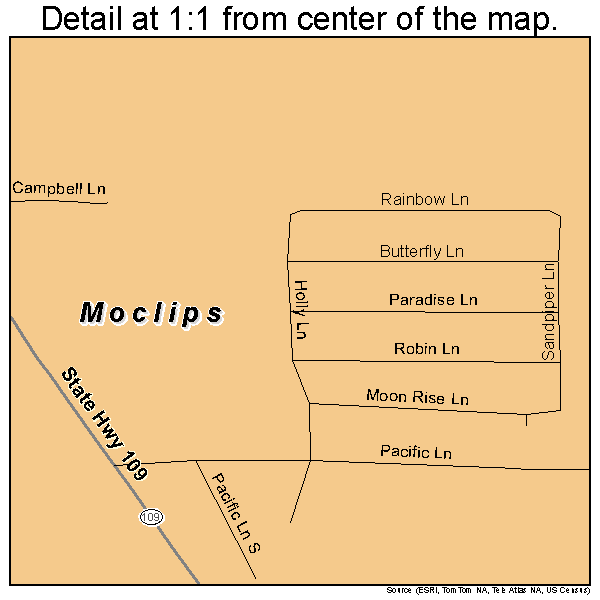 Moclips, Washington road map detail