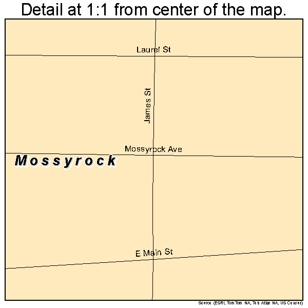 Mossyrock, Washington road map detail