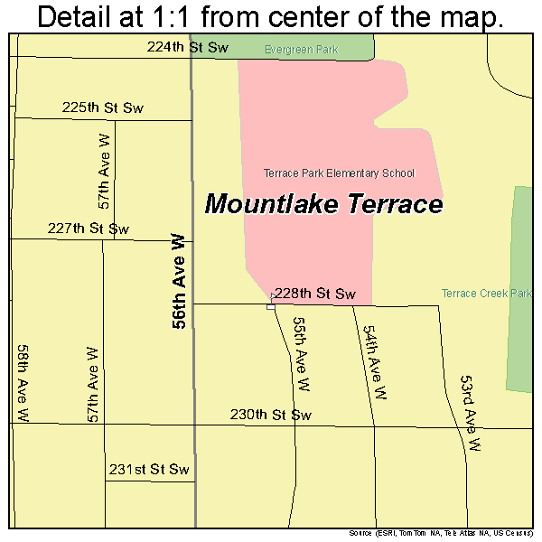 Mountlake Terrace, Washington road map detail