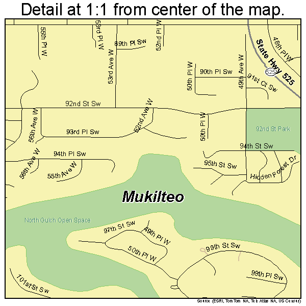 Mukilteo, Washington road map detail