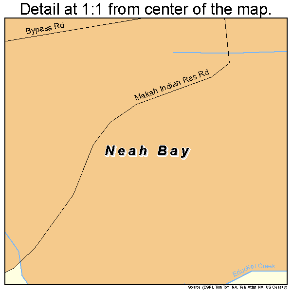 Neah Bay, Washington road map detail