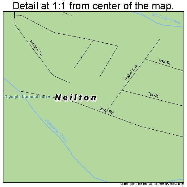 Neilton, Washington road map detail