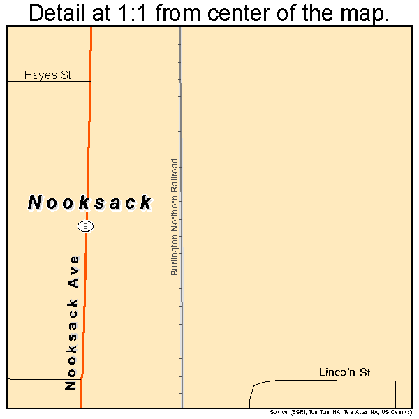 Nooksack, Washington road map detail