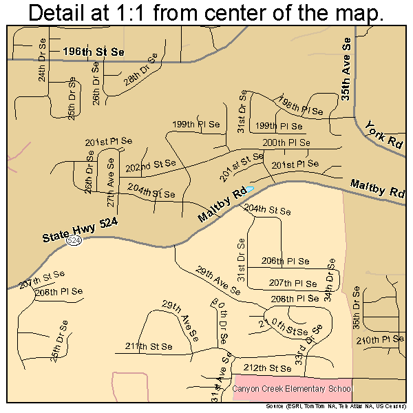 North Creek, Washington road map detail