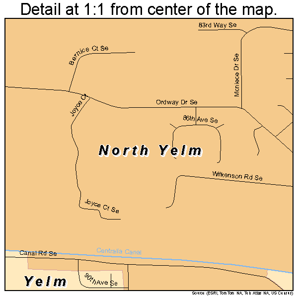North Yelm, Washington road map detail
