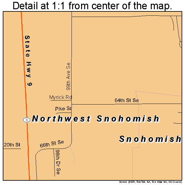 Northwest Snohomish, Washington road map detail