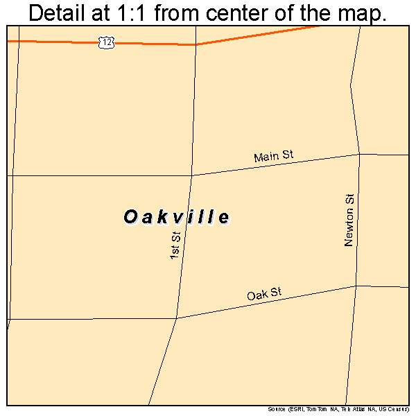 Oakville, Washington road map detail