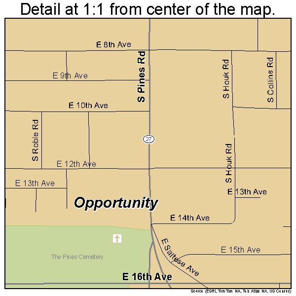 Opportunity, Washington road map detail