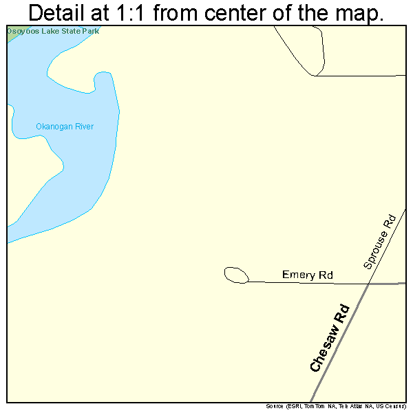 Oroville, Washington road map detail