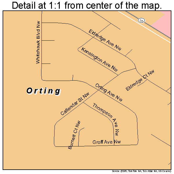 Orting, Washington road map detail