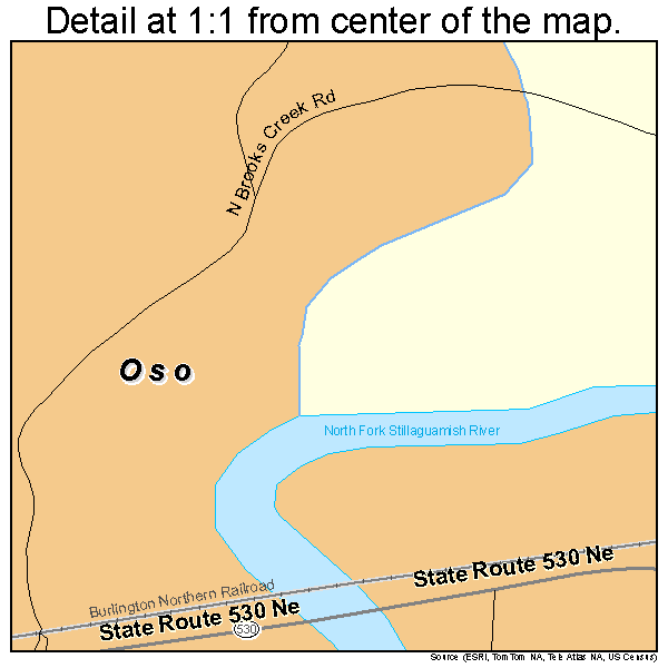 Oso, Washington road map detail