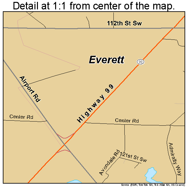 Paine Field-Lake Stickney, Washington road map detail