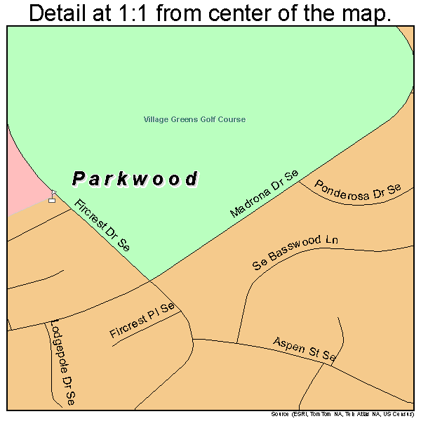 Parkwood, Washington road map detail