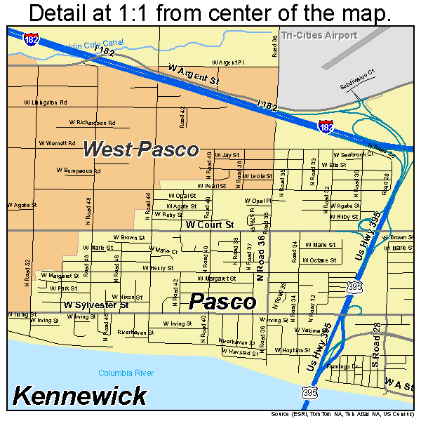 Pasco, Washington road map detail