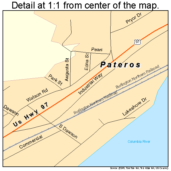 Pateros, Washington road map detail