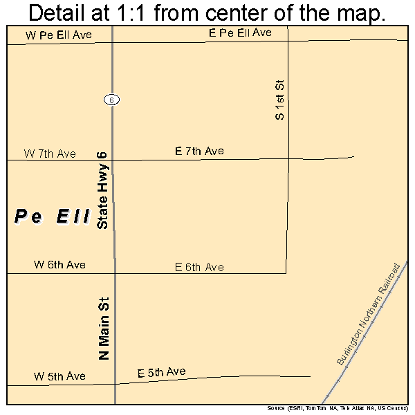 Pe Ell, Washington road map detail