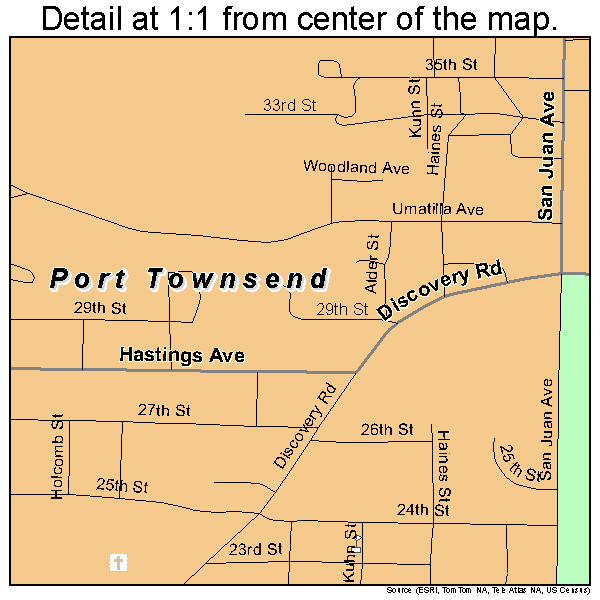 Port Townsend, Washington road map detail
