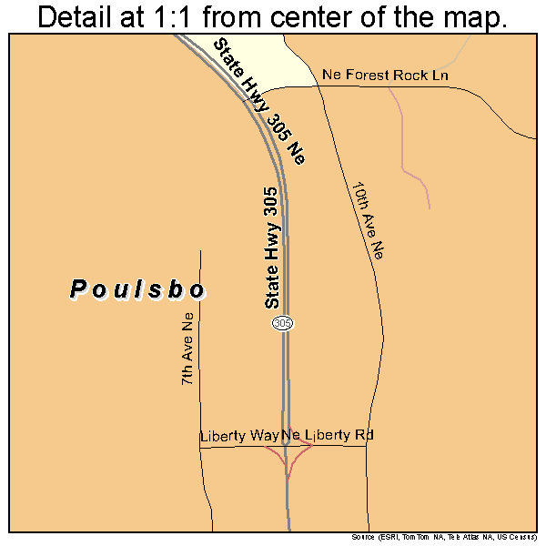Poulsbo, Washington road map detail