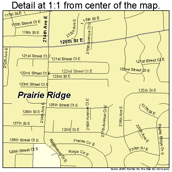 Prairie Ridge, Washington road map detail