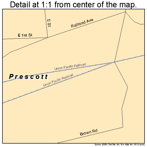 Prescott, Washington road map detail