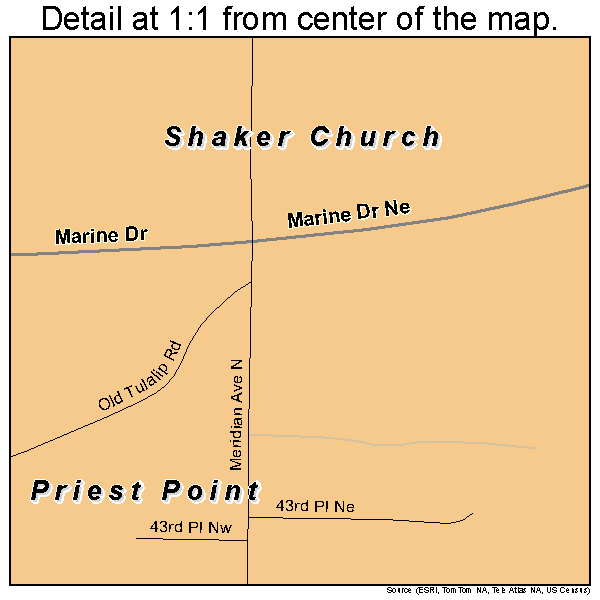 Priest Point, Washington road map detail