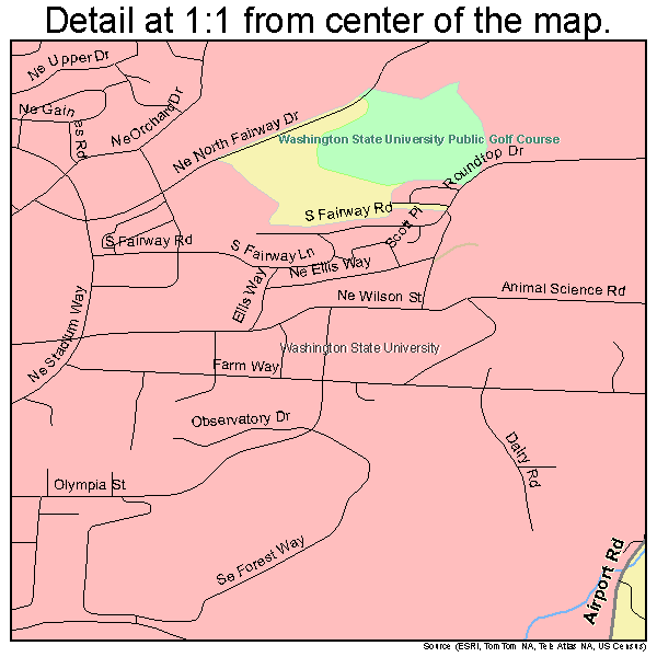 Pullman, Washington road map detail