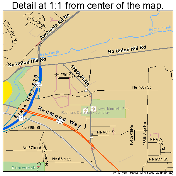 Redmond, Washington road map detail