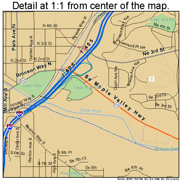 Renton, Washington road map detail