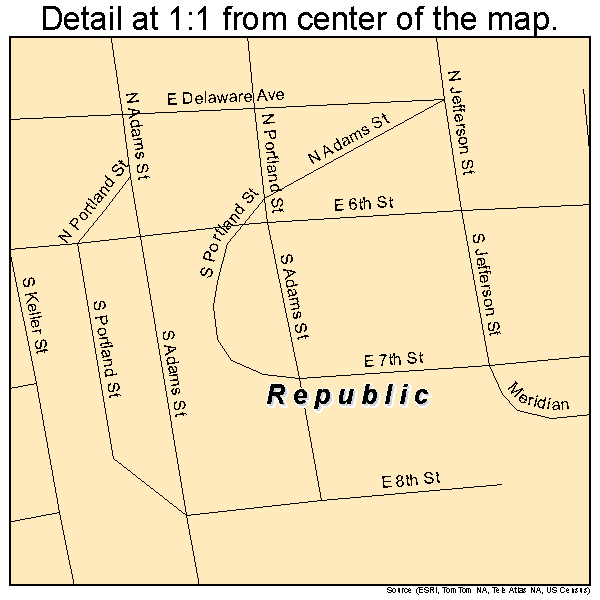 Republic, Washington road map detail