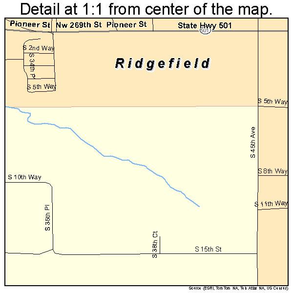 Ridgefield, Washington road map detail
