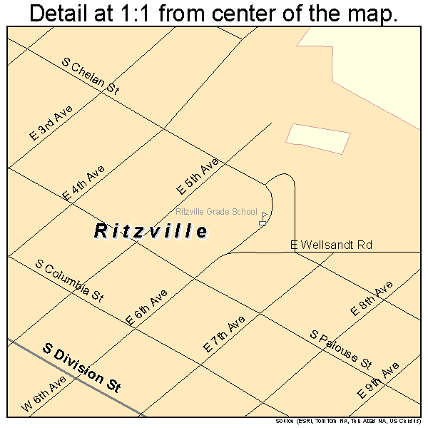 Ritzville, Washington road map detail