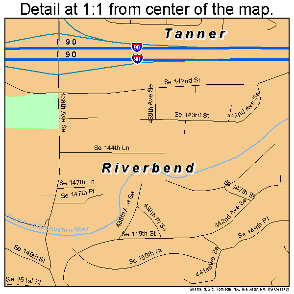 Riverbend, Washington road map detail