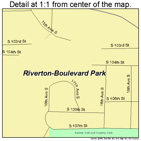 Riverton-Boulevard Park, Washington road map detail