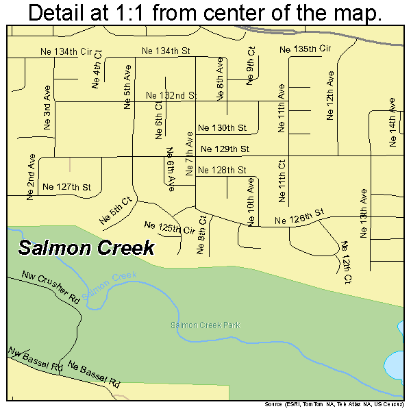 Salmon Creek, Washington road map detail