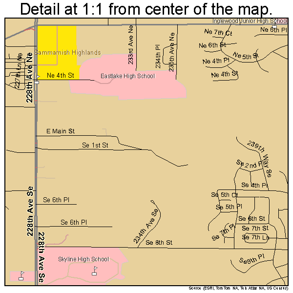 Sammamish, Washington road map detail