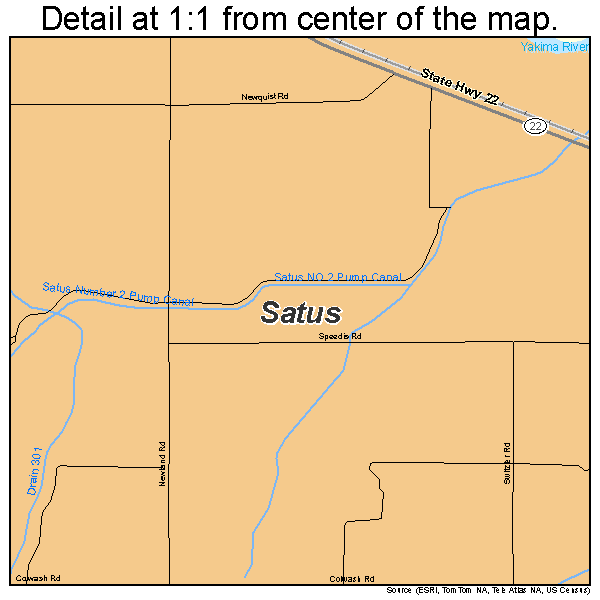 Satus, Washington road map detail