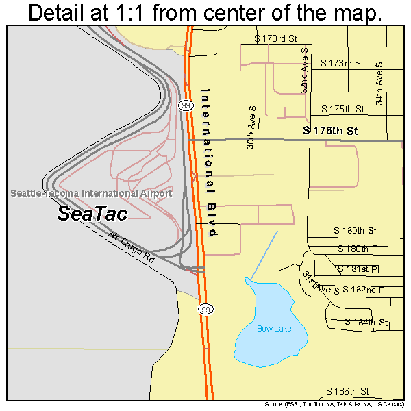 SeaTac, Washington road map detail
