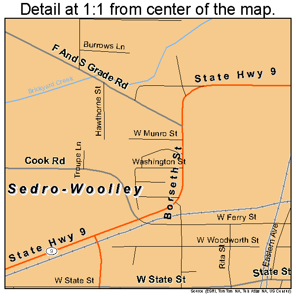 Sedro-Woolley, Washington road map detail