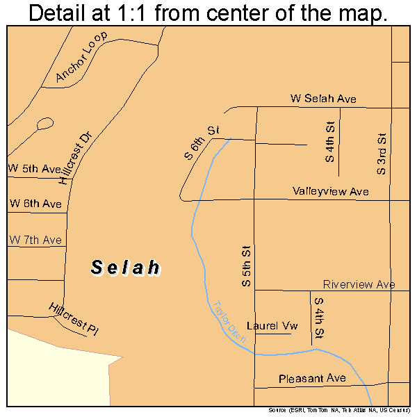 Selah, Washington road map detail