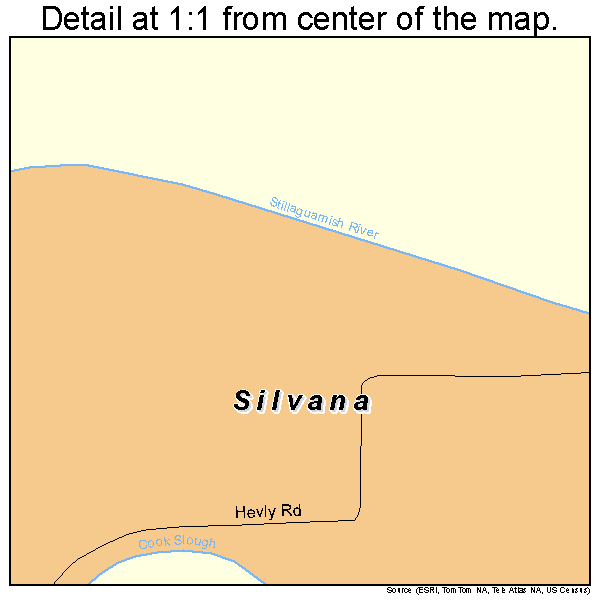 Silvana, Washington road map detail