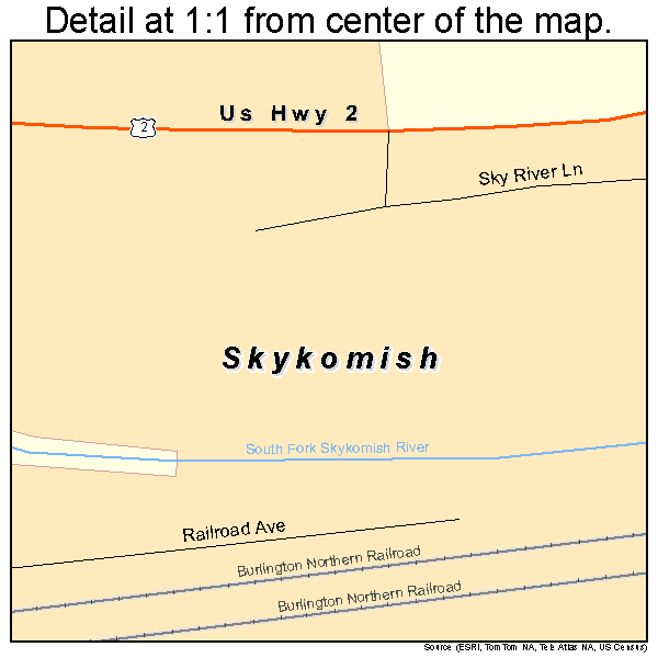 Skykomish, Washington road map detail