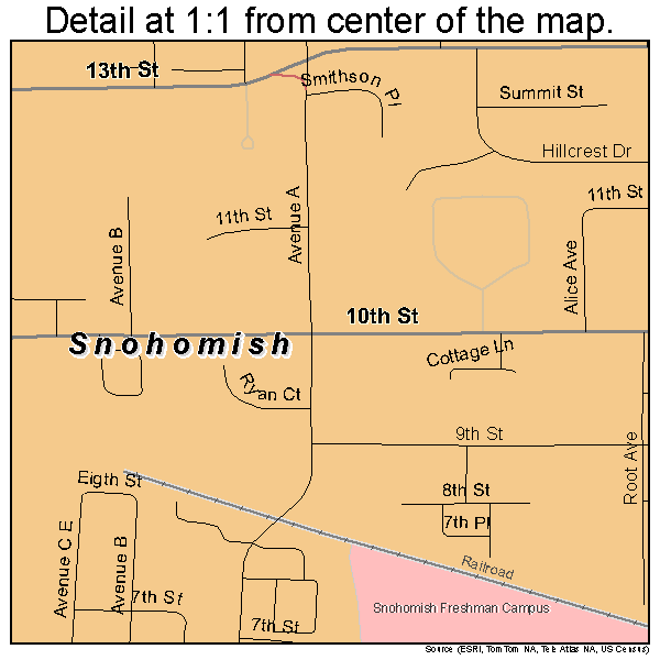 Snohomish, Washington road map detail