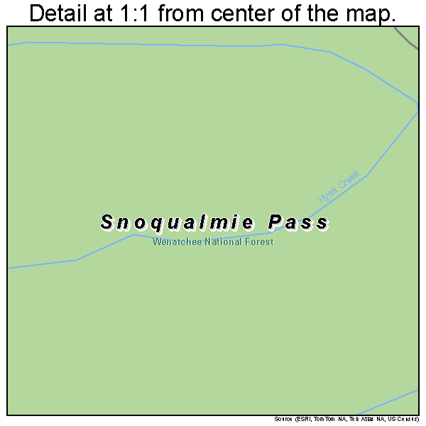 Snoqualmie Pass, Washington road map detail