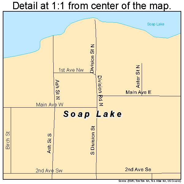 Soap Lake, Washington road map detail