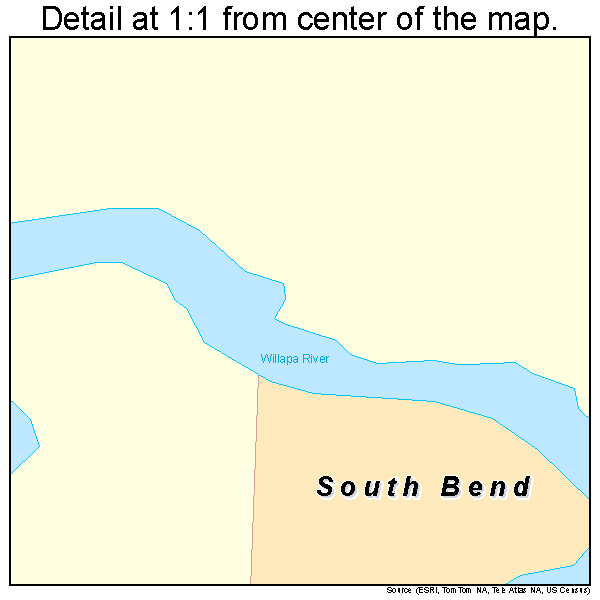 South Bend, Washington road map detail