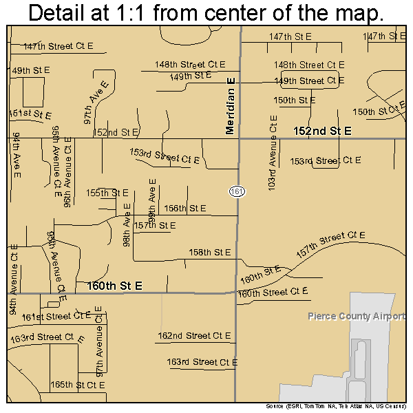 South Hill, Washington road map detail