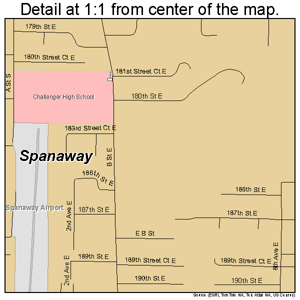 Spanaway, Washington road map detail