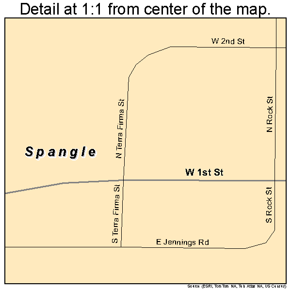 Spangle, Washington road map detail