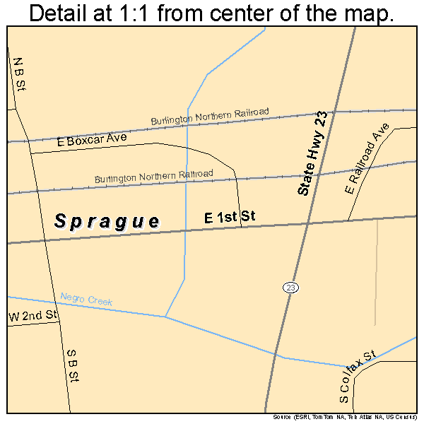 Sprague, Washington road map detail